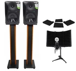 Mackie MR824 85W Studio Monitors+condenser MIC+36" Stands+pads+shield. Fixed Price $724.76.