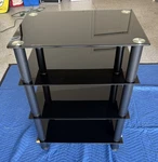 Fitueyes Av Component Media Stand 4-TIER Stereo Audio Rack Tower Tempered Glass. Fixed Price $55.00.