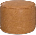 Simplihome Brody 20" Boho Round Pouf Brown Vegan Faux Leather. Fixed Price $104.00.