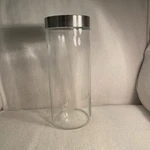 Anchor Hocking 2.2 Clear Glass Jar W/ Stainless Steel Lid 10.75 Tall. Fixed Price $18.00.