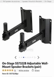On-stage SS7322B Adjustable Wall-mount Speaker Brackets (pair). Fixed Price $82.00.