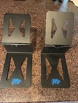 Monoprice (mp) Tilted Metal Desktop Bookshelf Speaker Stand Risers - Pair Black. Fixed Price $19.99.