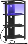 Hoobro 4-TIER Av Media Stand With Charging Station Led Light, Wooden Stereo. Fixed Price $100.91.