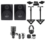 (2) Rockville APM5B 5.25" Powered Usb Studio Monitors+stands+pads+mic+headphones. Fixed Price $318.90.