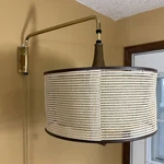 Vtg Mcm Cane Shade Pull Down Retractable Swivel Wall Mount Light Fixture Lamp. Fixed Price $299.99.