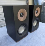 Jamo 801 Bookshelf Speakers Pair 2.0 Channel Black Brown Stand. Fixed Price $85.00.