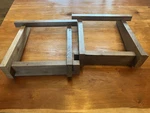 Low Profile Tilted Speaker Stand Walnut Wood Pair. Fixed Price $93.00.