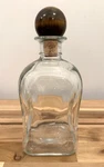 Rare Vtg Vinpol Clear Square Glass Bottle Vase Wood Ball Stopper Retro 70S Decor. Fixed Price $39.50.