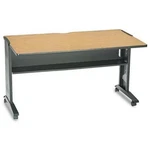Safco SAF1933 Reversible Top Desk 28"X53.5" Steel Medium Oak. Fixed Price $594.30.