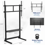Vivo Black Heavy Duty 100" Tv Screen Floor Stand With Storage Shelf. Fixed Price $119.99.