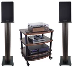 Pair Rockville Rockshelf 58D Dark Wood 5.25" Bookshelf SPEAKERS+36" Stands+rack. Fixed Price $354.95.