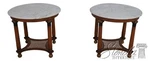 LF70689: Pair French Empire Marble Top Round Lamp Tables. Fixed Price $1595.00.