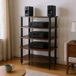 Pangea Audio Vulcan Five Shelf Stereo Rack Media Stand Espresso. Fixed Price $299.95.