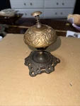 Hotel Desk Bell On Stand Solid Brass With Butterfly Engraving Antique Finish. Fixed Price $55.00.