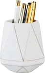 Ceramic Desk Cute Holder Stand Gold Line Pencil Cup Pot Organizer Makeu. Fixed Price $14.85.