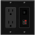 2 Port Electrical Outlet Cover Plug Jack Black Ul Gang Speaker Usbc Wall Plate. Fixed Price $24.71.