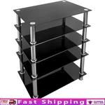 Tempered Glass Audio Video Tower 5 Tier Media Stand Entertainment Center Av Rack. Fixed Price $217.32.