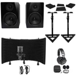 2) Rockville APM6B 6.5" Active Studio Monitors+stands+mic+headphones+iso Shield. Fixed Price $398.90.