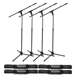 Dj Pro Audio Band Microphone Tripod Boom Stands W Carry Bags & Clips 4 Pack. Fixed Price $108.40.