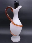 1 Frosted Glass Pitcher With Applied Amber Snake Handle Design Bla. Fixed Price $673.20.