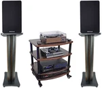 Pair Rockville Rockshelf 58D Dark Wood 5.25" Bookshelf SPEAKERS+28" Stands+rack. Fixed Price $339.85.