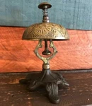 Hotel Desk Bell On Stand Solid Brass With Floral Engraving Antique Finish. Fixed Price $43.99.