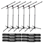 Dj Pro Audio Band Microphone Tripod Boom Stands W Carry Bags & Clips 6 Pack. Fixed Price $128.40.